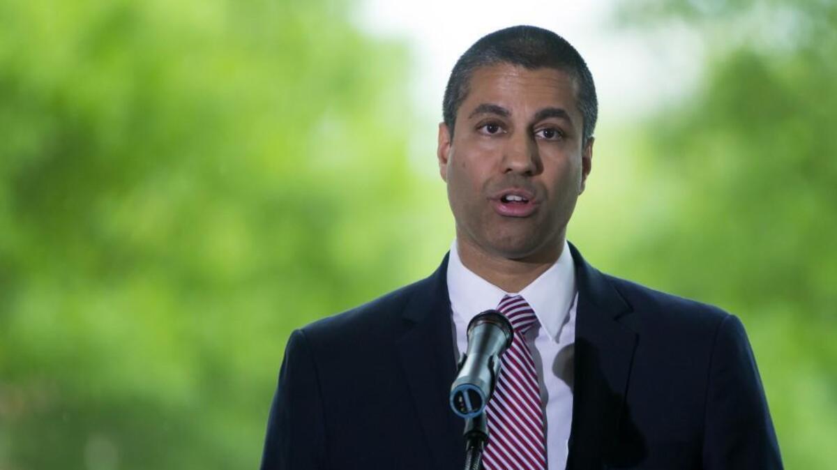 Federal Communications Commission Chairman Ajit Pai speaks during an internet regulation event at the Newseum April 26, 2017 in Washington, DC.