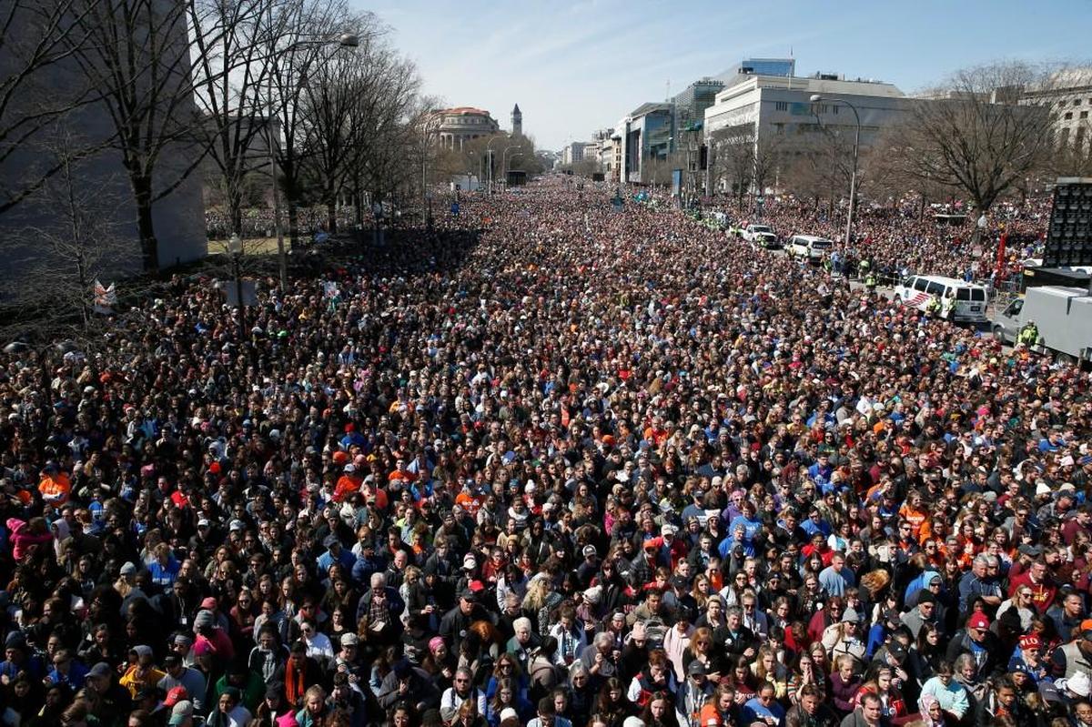 People fill Pennsylvania Avenue during the "March for Our Lives" Saturday in Washington.