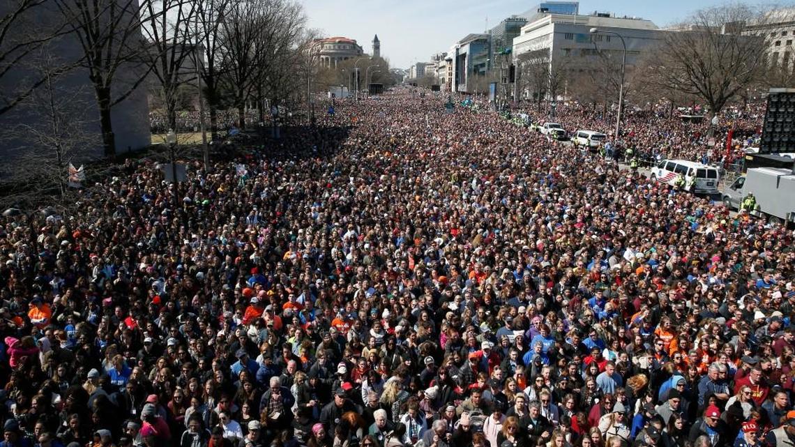 People fill Pennsylvania Avenue during the "March for Our Lives" Saturday in Washington.