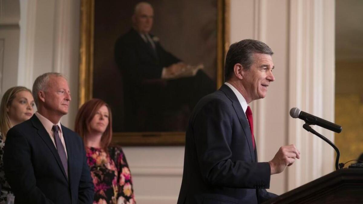 North Carolina Governor Roy Cooper says he will veto the budget bill from the North Carolina legislature during a press conference at the Executive Mansion on Monday, June 26, 2017 in Raleigh, N.C.