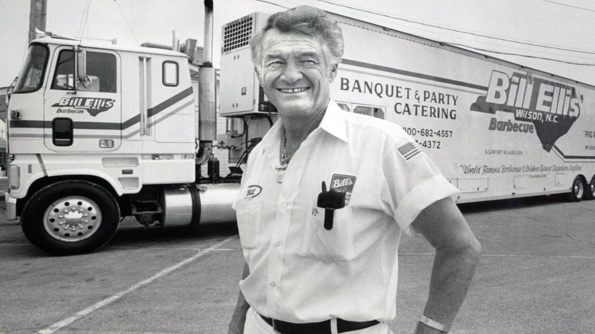 Bill Ellis, founder of Bill Ellis BBQ, poses with one of his trucks in 1987. Ellis died Monday, Feb. 27, 2017 at age 83.