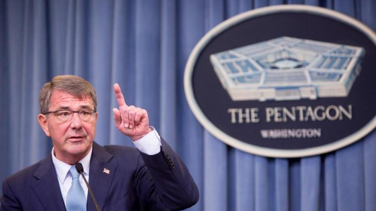 Secretary of Defense Ash Carter speaks during a press conference on June 30, 2016 at the Pentagon in Arlington, Virginia. Carter announced an expanded policy of acceptance regarding transgender U.S. military service members.