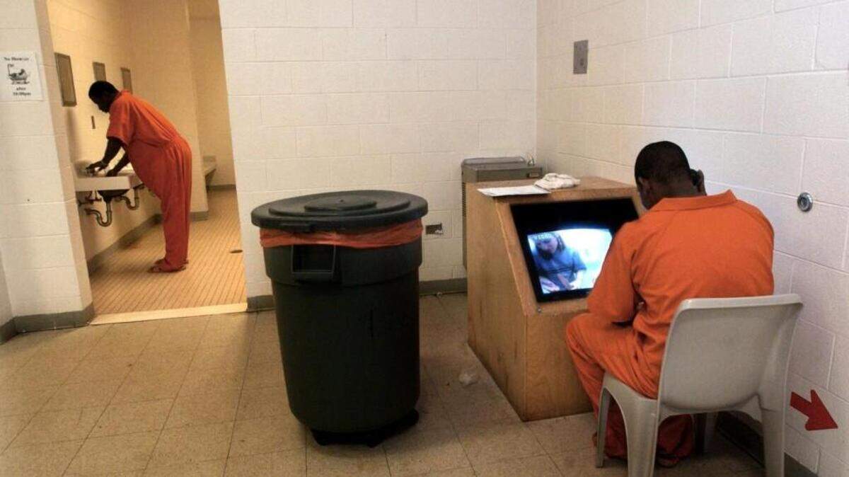 Prisoners and their friends and family communicate via a video visitation program on weekends at the Wake County Detention Annex Expansion facility on Hammond Road in Raleigh. Inmates talk from their dorm areas, while visitors gather in front of monitors in another room at the site. There is a list of rules, including a dress code, for visitors, who have 30 minute timed sessions.