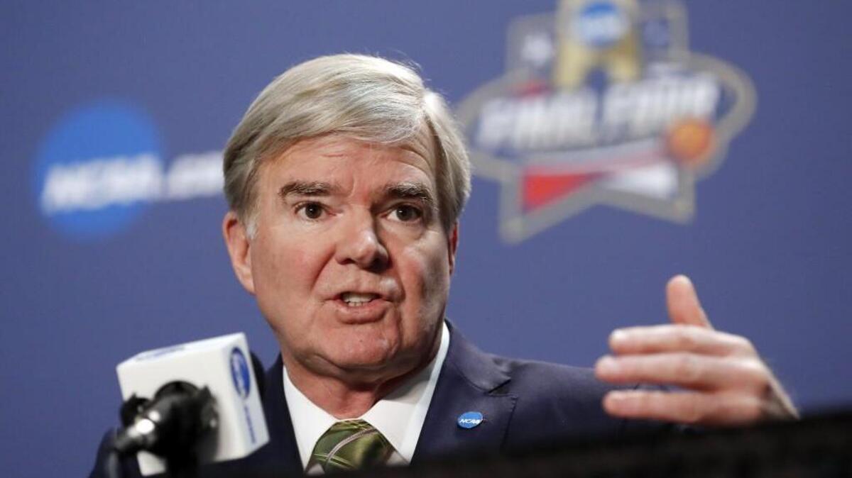 NCAA President Mark Emmert answers questions at a news conference for the 2016 NCAA Final Four college basketball tournament in Houston. There he called the UNC-CH’s scandal “a great, big, complicated case,” but the NCAA’s updated allegations seem to have reduced the scope of the matter. (AP Photo/David J. Phillip)