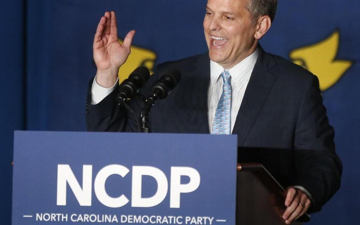 Josh Stein declares victory as he speaks to the crowd during an election party hosted by the North Carolina Democratic Party at the Raleigh Marriott City Center in downtown Raleigh on Nov. 8.
