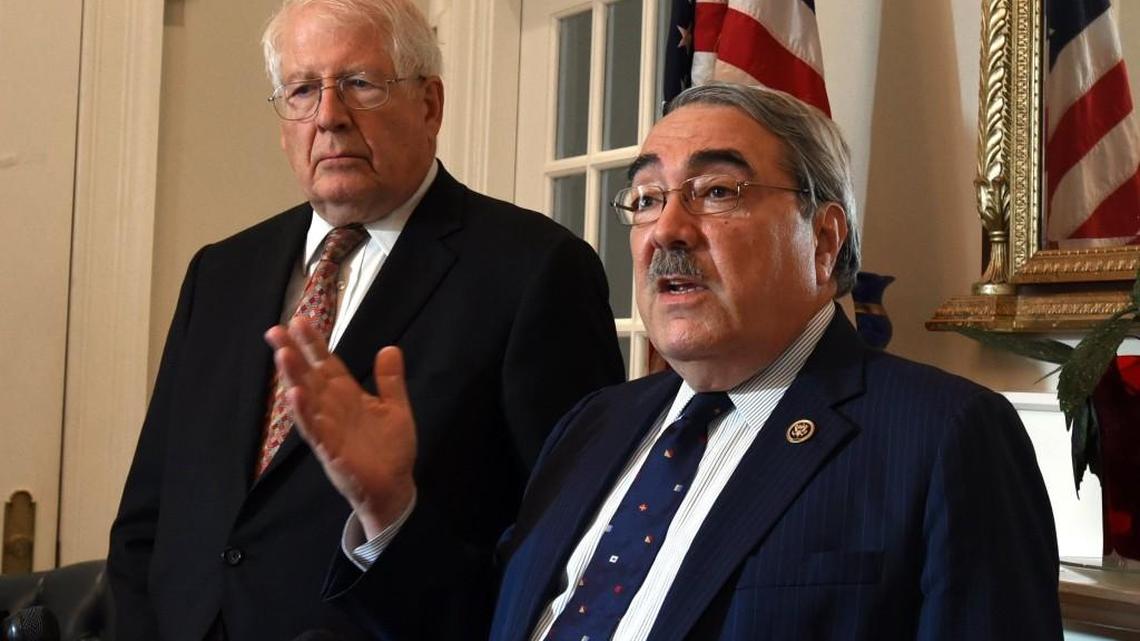 This file photo shows Democratic Reps. David Price, left, and G.K. Butterfield.