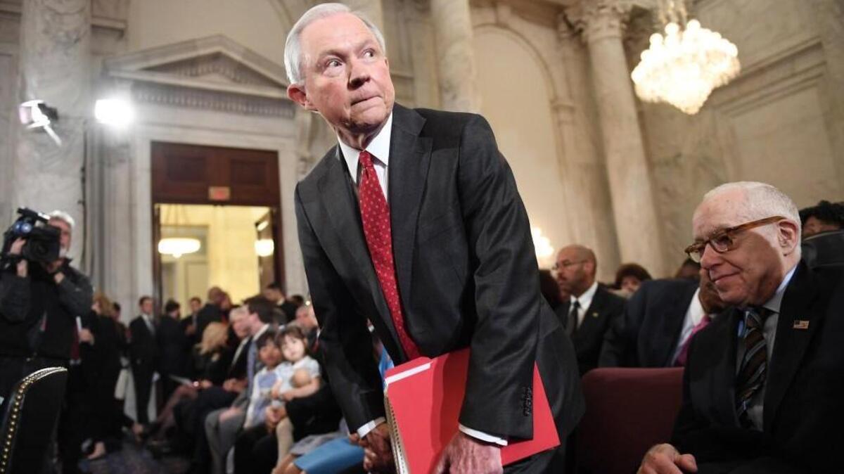 Sen. Jeff Sessions, R-Ala., before his Attorney General confirmation hearing at the Russell Senate Office Building Tuesday.