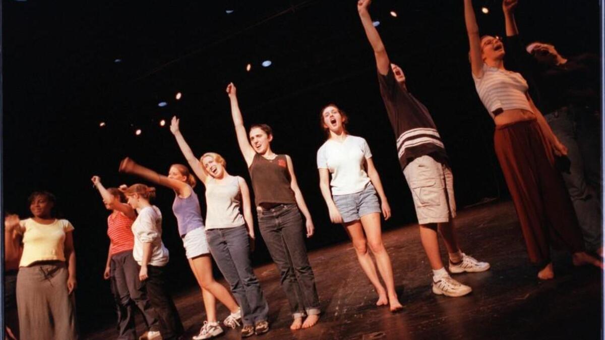 Students from Sue Scarborough's class at Enloe High School prepare their one-act plays Friday afternoon for the fringe Festival in Edinburgh, Scotland, June 2000.