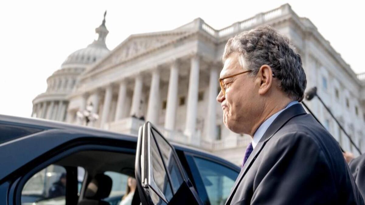 Sen. Al Franken, D-Minn., leaves the Capitol after speaking on the Senate floor, Thursday, Dec. 7, 2017, on Capitol Hill in Washington. Franken said he will resign from the Senate in coming weeks following a wave of sexual misconduct allegations and a collapse of support from his Democratic colleagues, a swift political fall for a once-rising Democratic star.