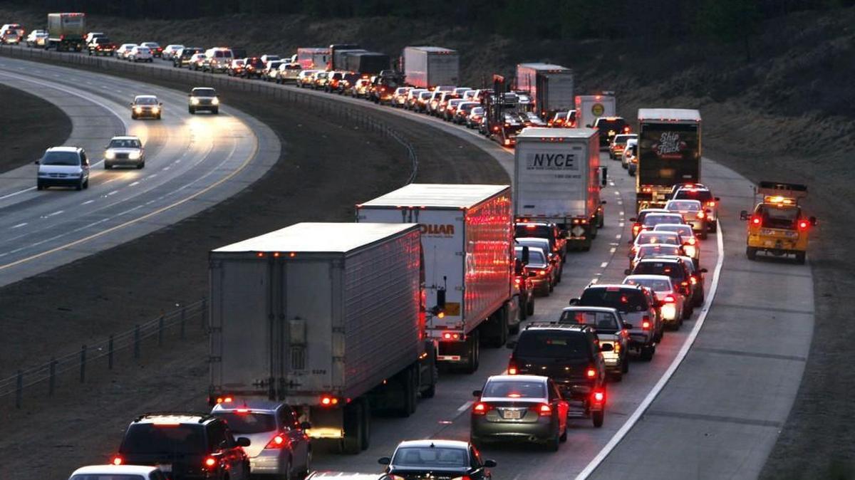 In this file photo from 2016, westbound traffic on Interstate 40 is backed up just east of the N.C. 86 interchange. The N.C Department of Transportation plans to widen this section of I-40 to six lanes.