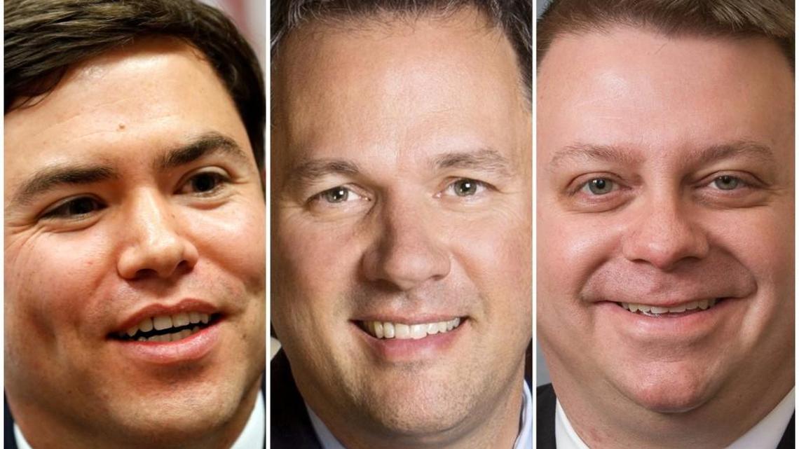 From left, N.C. Secretary of Public Instruction Mark Johnson, Lieutenant Governor Dan Forest and Republican state Rep. Jason Saine are among North Carolina politicians who have received campaign contributions from charter school supporters.