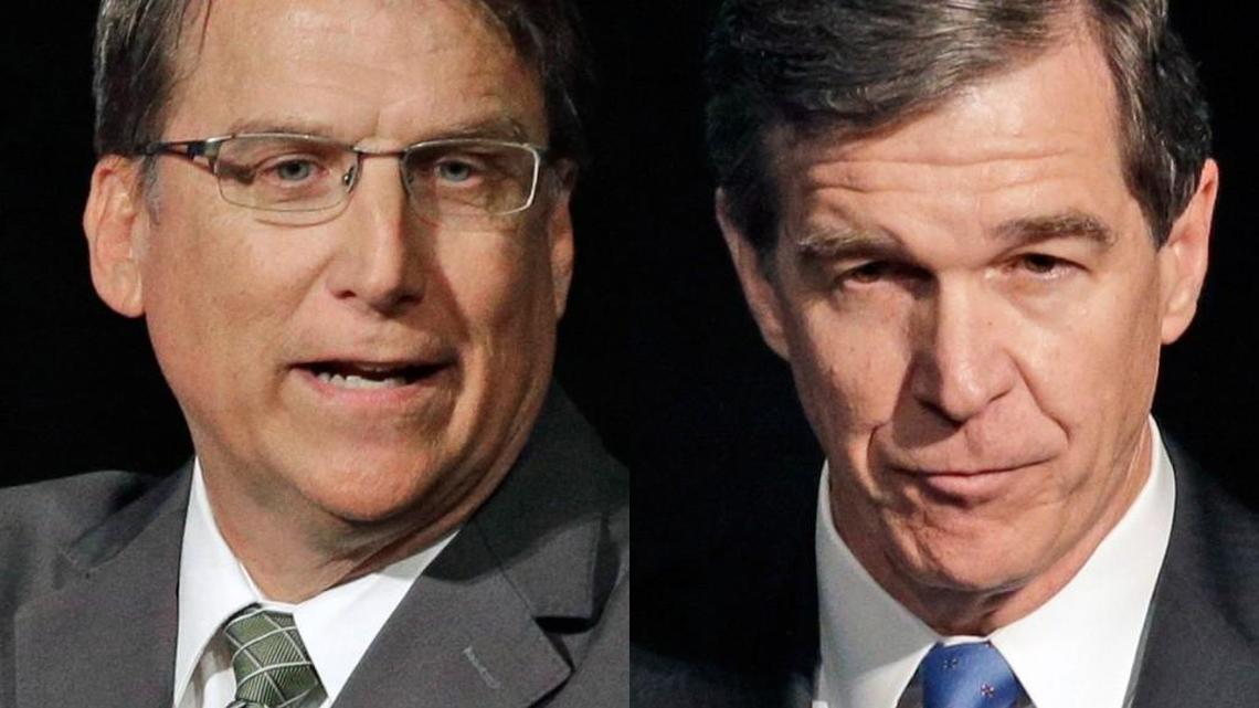 Governor Pat McCrory, left, and Attorney General Roy Cooper.