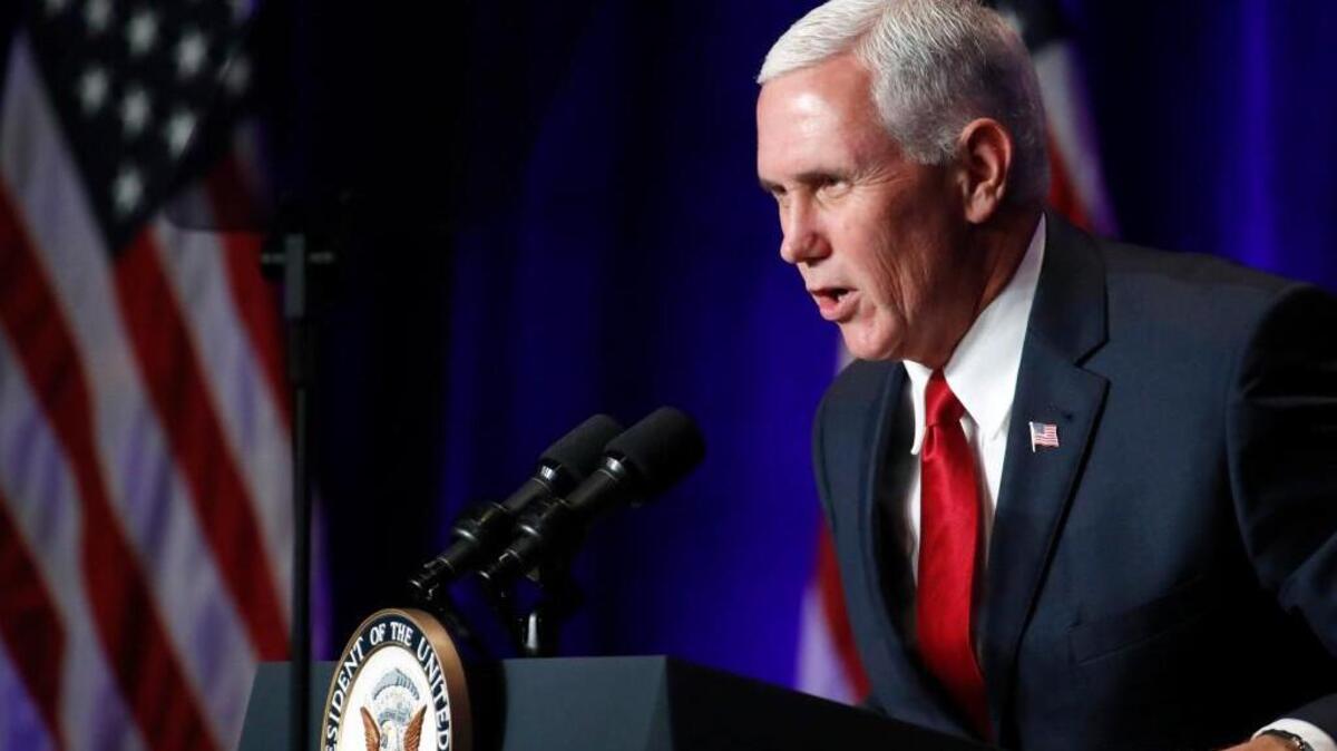 Vice President Mike Pence speaks at the Young America's Foundation's 39th annual National Conservative Student Conference, Friday, Aug. 4, 2017, in Washington.
