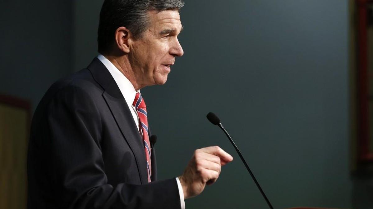 Gov. Roy Cooper speaks during a press conference at PNC Arena in Raleigh on Dec. 21, 2016.
