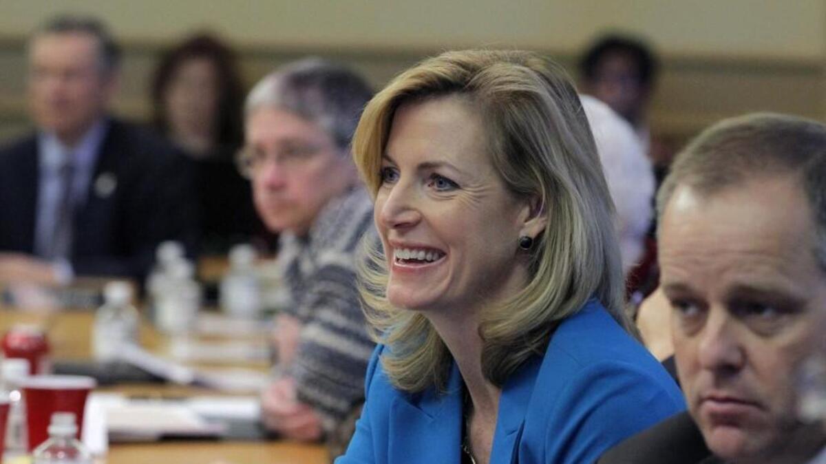 Wake County Commissioner Caroline Sullivan at a joint meeting of the Wake County Commissioners and the Wake County School Board in 2013.
