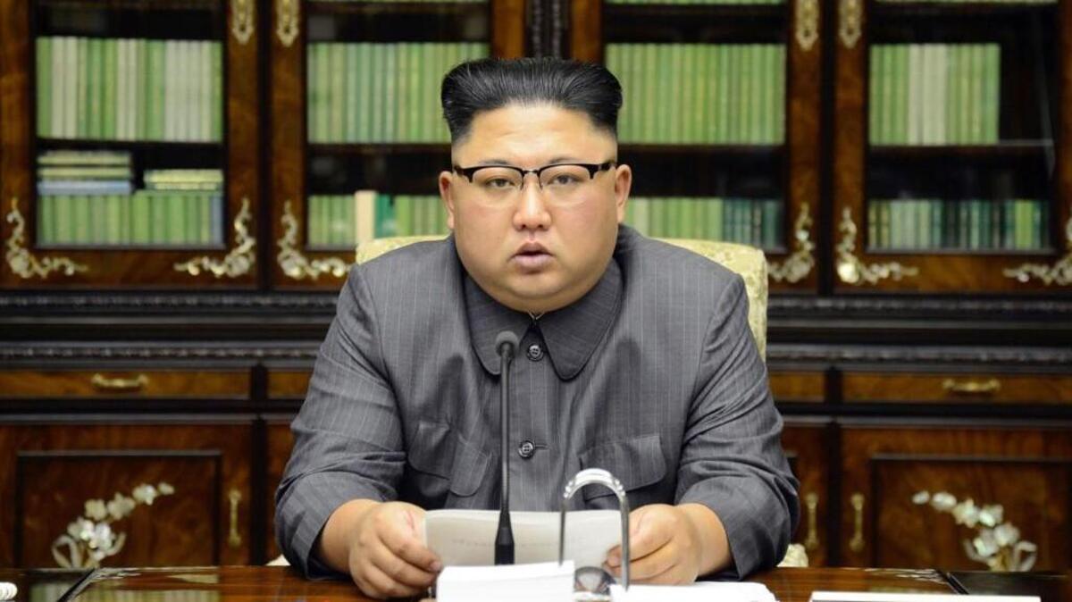 This picture taken on September 21, 2017 and released from North Korea's official Korean Central News Agency (KCNA) on September 22 shows North Korean leader Kim Jong-Un delivering a statement in Pyongyan as regards to a speech made by the president of the United States of America at the UN General Assembly. US President Donald Trump is "mentally deranged" and will "pay dearly" for his threat to destroy North Korea, Kim Jong-Un said, in an unprecedented personal attack published hours after Washington vowed tougher sanctions over Pyongyang's nuclear programme.