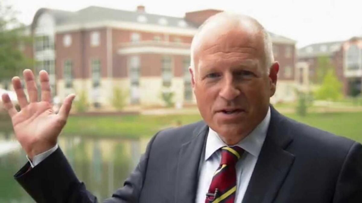 Elon University President Leo Lambert in a promotional video for the school he helped expand and improve.