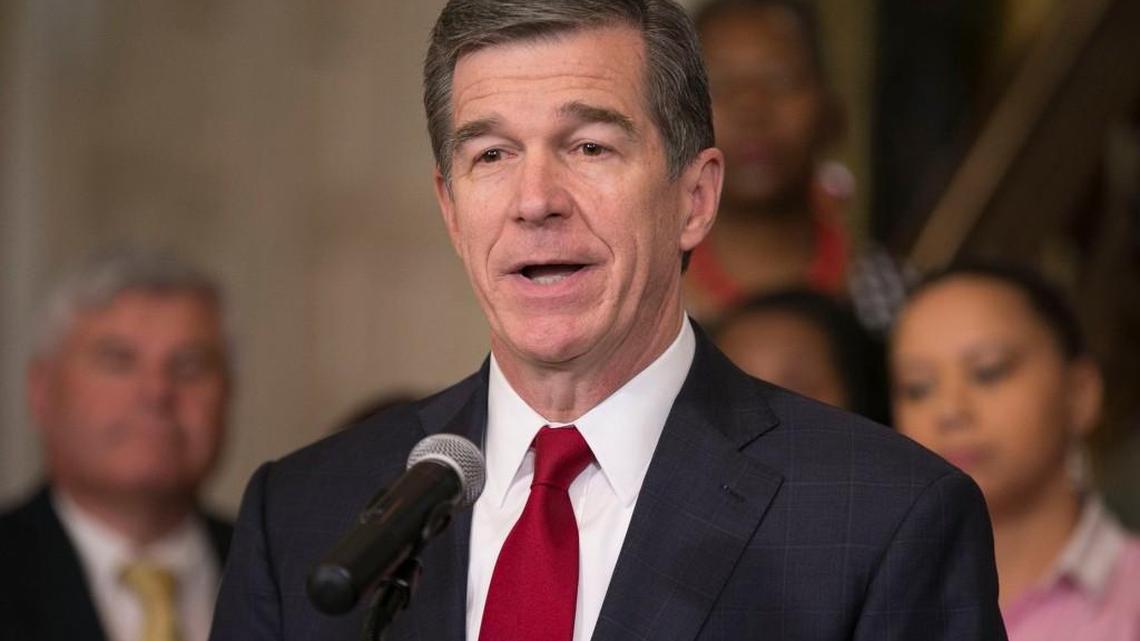 North Carolina Governor Roy Cooper says he will veto the budget bill from the North Carolina legislature during a press conference at the Executive Mansion on Monday, June 26, 2017 in Raleigh, N.C.