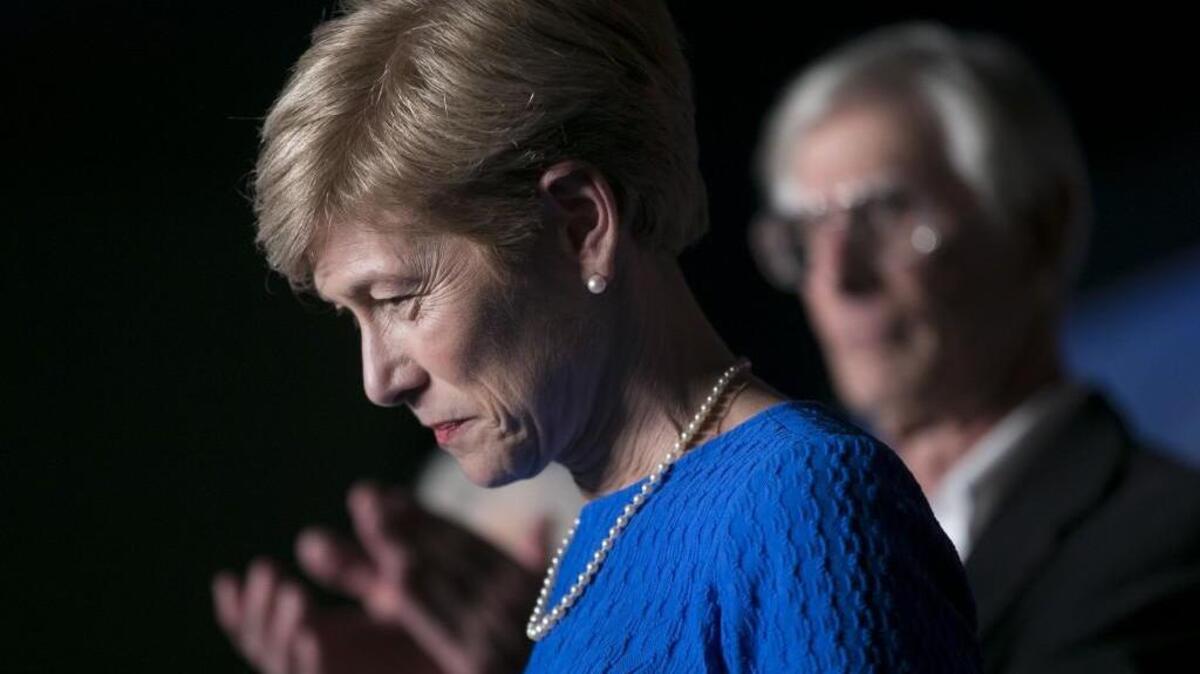 Democratic U.S. Senate Candidate Deborah Ross concedes in Raleigh after loosing to incumbent U.S. Senator Richard Burr on Tuesday.