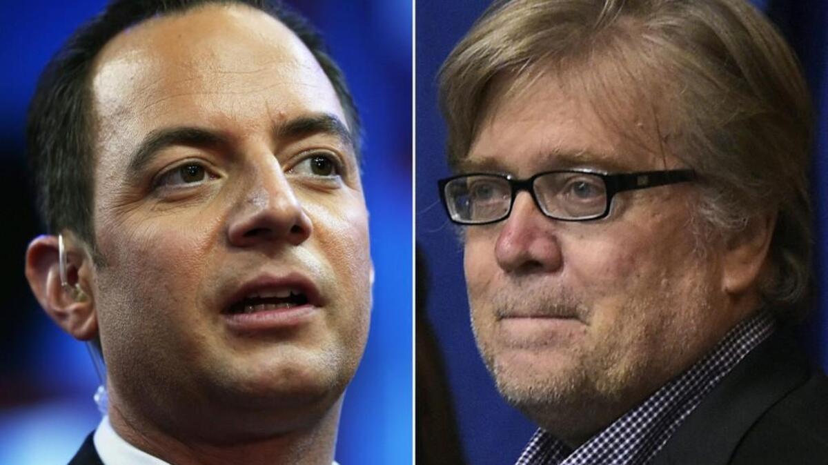 Republican National Convention Chairman Reince Priebus (L) and Donald Trump’s campaign Chief Executive Officer Stephen K. Bannon.