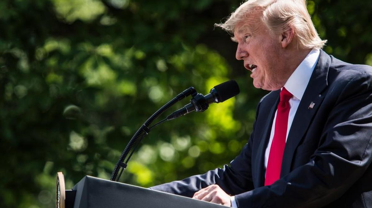President Donald Trump announces that the U.S. will withdraw from the Paris climate agreement Thursday in the Rose Garden at the White House.