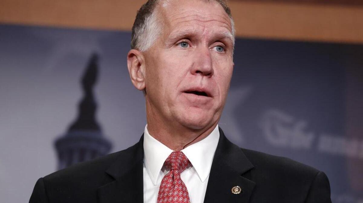 Sen. Thom Tillis, R-N.C., speaks during a news conference about an immigration bill on Capitol Hill, Monday, Feb. 12, 2018 in Washington. (AP Photo/Alex Brandon)