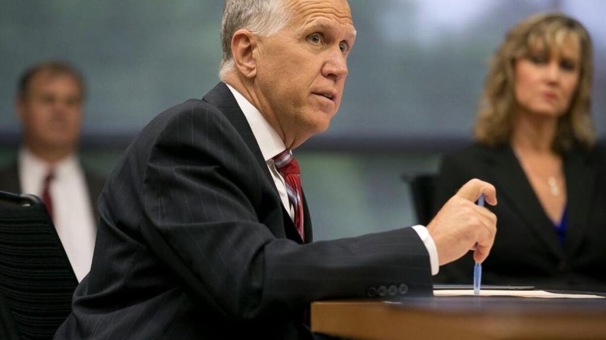 U.S. Senator Thom Tillis chairs a roundtable discussion on immigration reform at the Greater Raleigh Chamber of Commerce on Monday, May 22, 2017 in Raleigh, N.C.