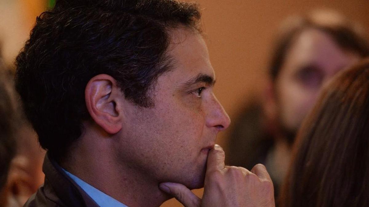 Incumbent Chapel Hill Mayor Mark Kleinschmidt watches as returns come in Tuesday. He lost his seat.