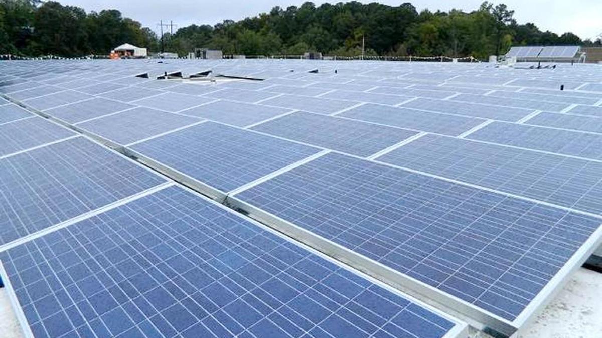The solar array at Wake Tech's Public Safety Education Campus is producing power that Progress Energy will purchase.