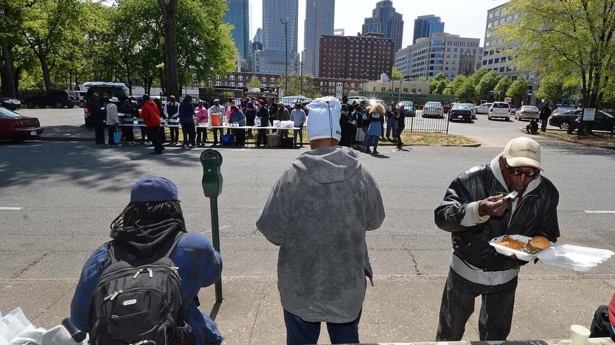 For years, Greater Salem Church, one of the oldest African-American churches in Charlotte, has sent a group downtown on Sundays to help out the homeless with food and supplies. Charlotte boasts one of the state’s highest per capita income rates and its greatest accumulations of wealth, but half of North Carolina’s 10 most severely economically distressed census tracts are in the heart of the Queen City.