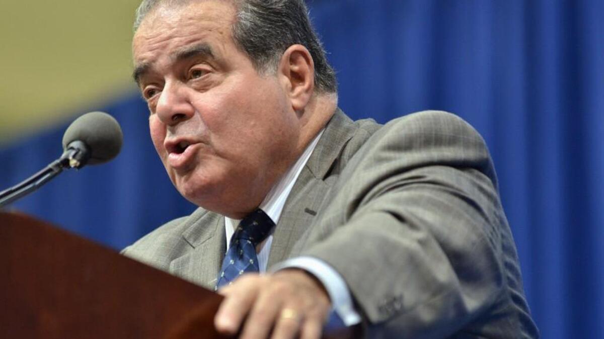 Supreme Court Justice Antonin Scalia speaking at Tufts University in 2013.