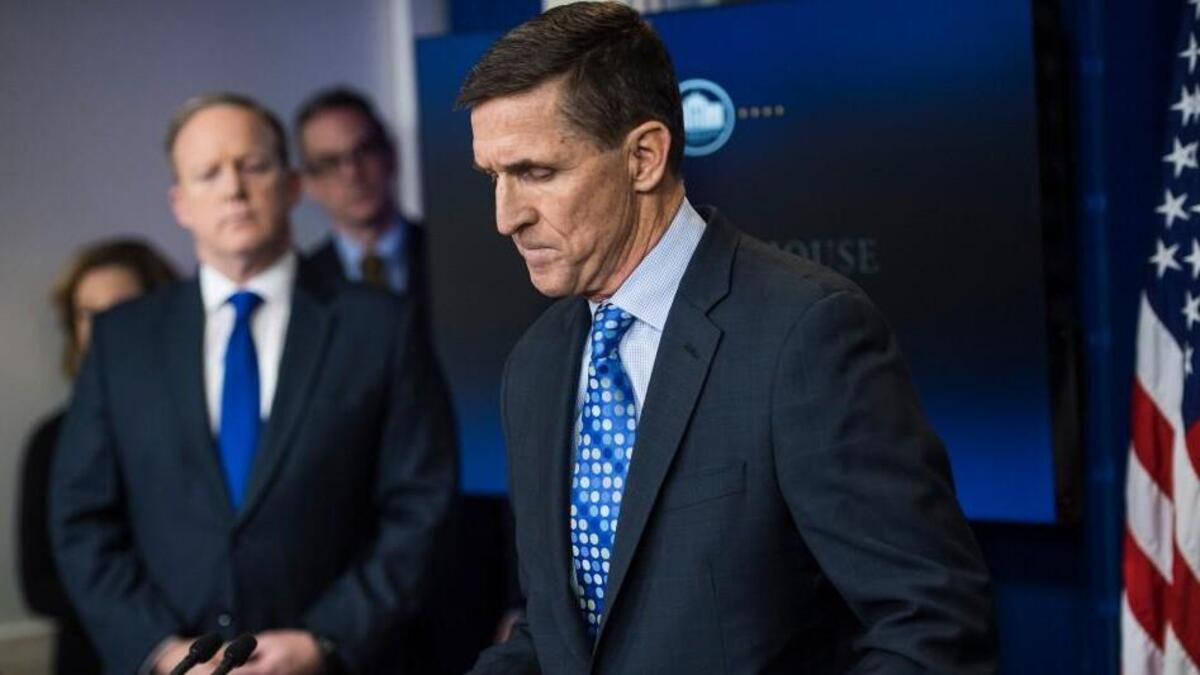 Michael Flynn, seen above during a press briefing on Feb. 1, 2017 as the Trump administration's National Security Adviser, is the second former aide to President Donald Trump to cooperate with the inquiry led by Special Counsel Robert Mueller.
