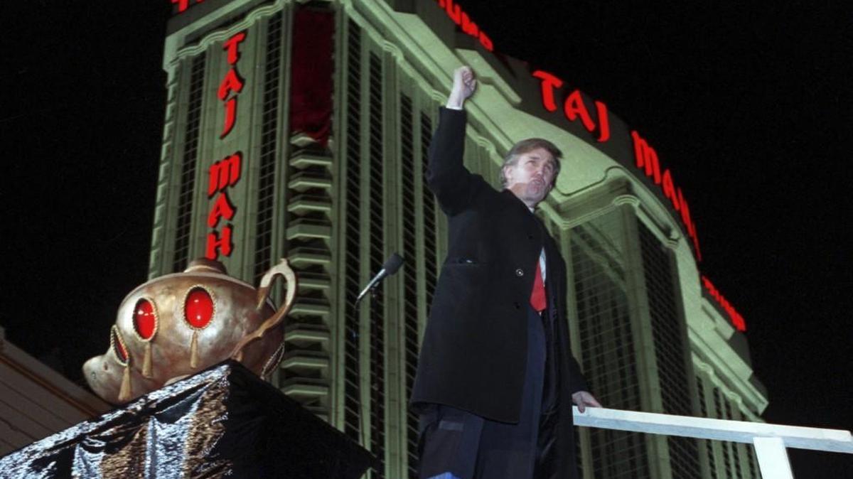 Donald Trump during ceremonies for the opening the Trump Taj Mahal Casino Resort in Atlantic City, N.J., in April 1990