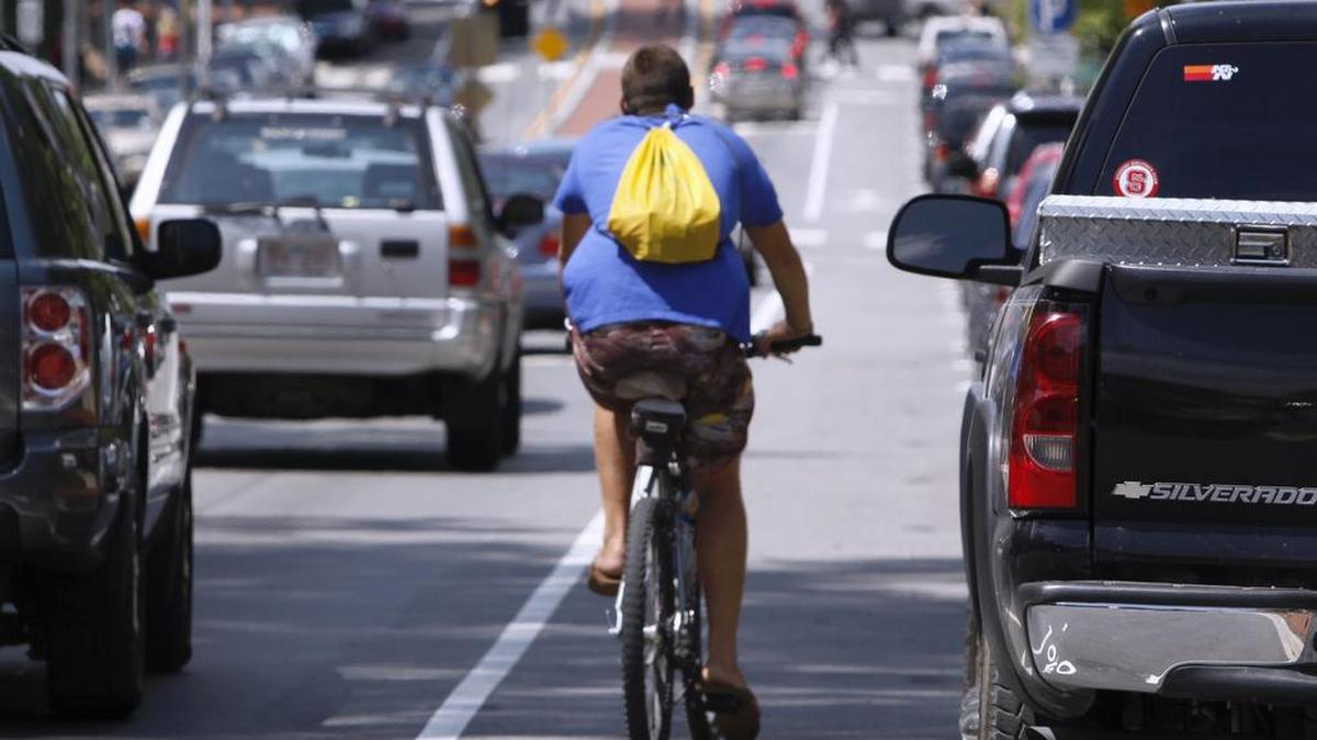 Bicycle lanes on Hillsborough Street in Raleigh