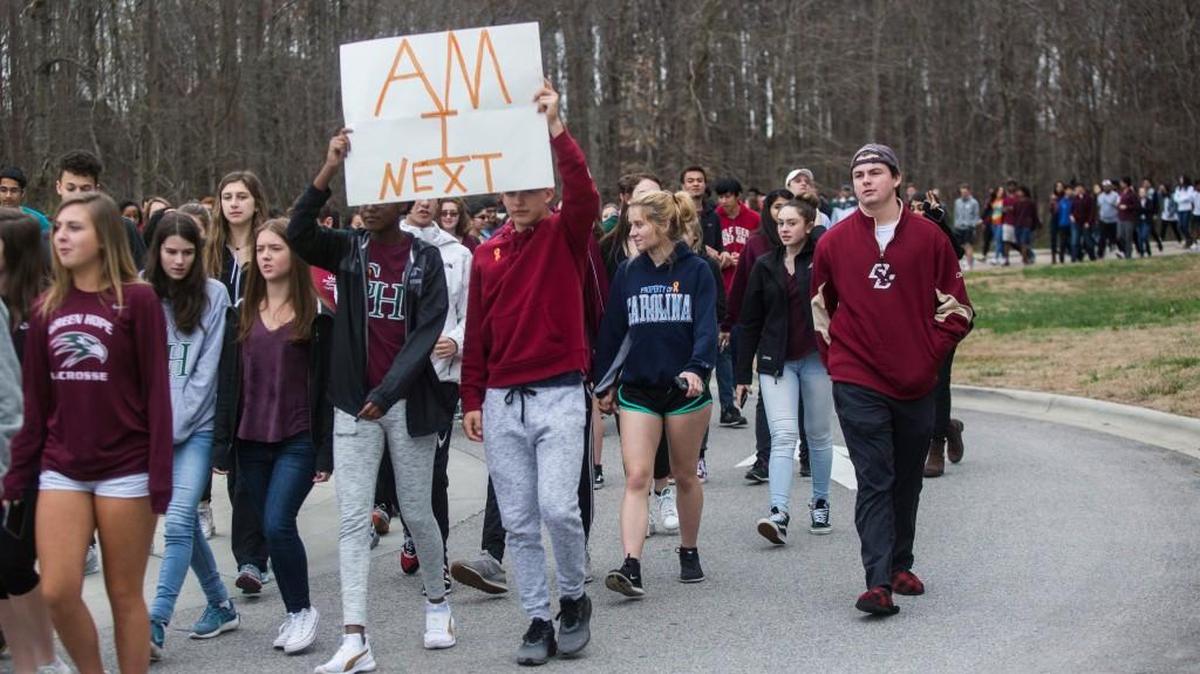 More than 2,000 students walked out of Green Hope High School in Cary on Wednesday, Feb. 28, 2018 to demand political changes to try to end school gun violence following the recent Florida school shooting massacre.