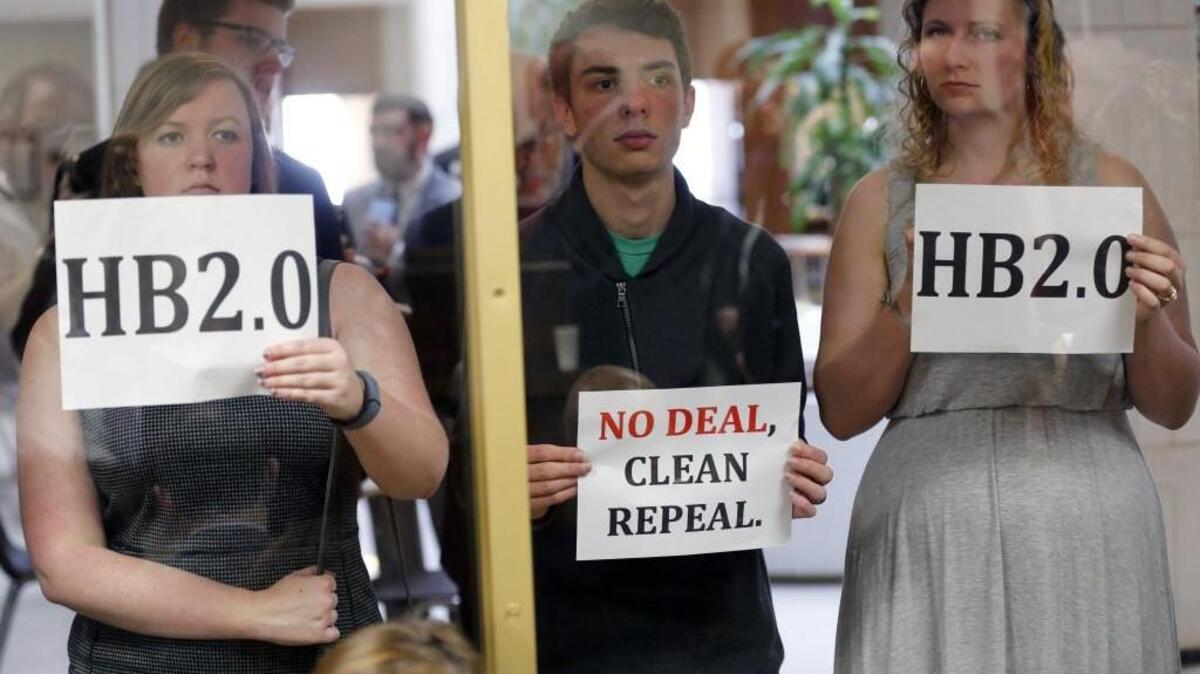 Opponents of a replacement for HB2 suggest it’s more of the same while supporters of the replacement hold a press conference at the N.C. General Assembly on Feb. 28.