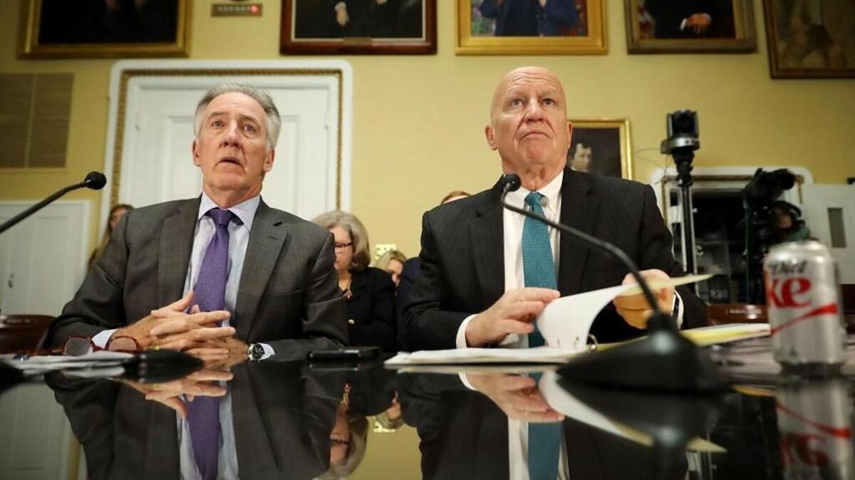 House Ways and Means Committee Chairman Kevin Brady (R-TX) (R) and ranking member Rep. Richard Neal (D-MA) prepare to testify before the House Rules Committee about the Tax Cuts and Jobs Act Conference Report at the U.S. Capitol December 18, 2017 in Washington, DC.