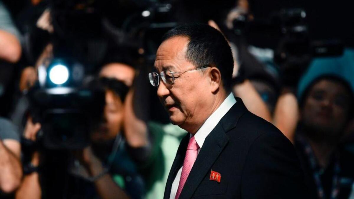 North Korean Foreign Minister Ri Yong-ho leaves his hotel in New York on September 25, 2017. US President Donald Trump has "declared a war" on North Korea, the country's foreign minister said Monday while conveying a threat to shoot down US bombers. "Trump claimed our leadership would not be around much longer," North Korean Foreign Minister Ri Yong-ho told reporters outside his hotel in New York. "He declared a war on our country."