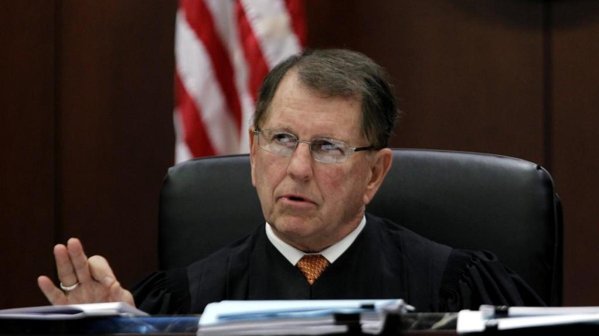 District court judge William Lawton presides during the trial of Moral Monday protestors Charles Van Der Horst and Tye Hunter in Wake Co. District Court on Nov. 6, 2013. A GOP-backed state bill would have district and superior court elections changed from nonpartisan to partisan.