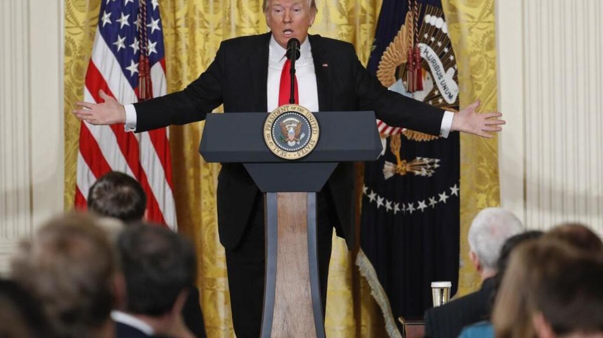 President Donald Trump speaks during a news conference in the East Room of the White House in Washington om Feb. 16, 2017. (AP Photo/Pablo Martinez Monsivais)