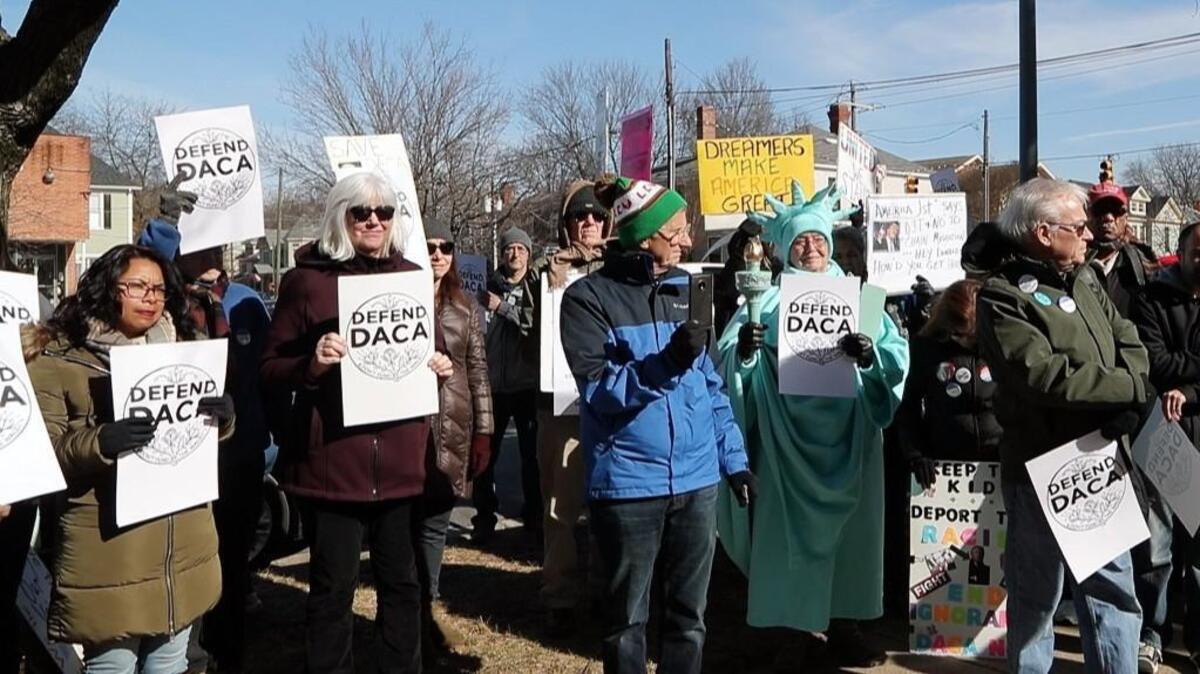 About 50 protesters with the Tuesdays with Tillis Indivisible group called for passage of a 'clean' DACA immigration bill as they marched at the Terry Sanford Federal Building in Raleigh in Jan. 2018.