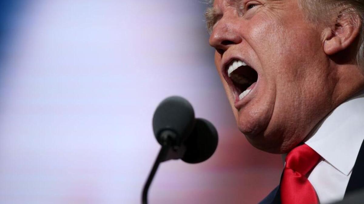 Republican presidential nominee Donald Trump during the Republican National Convention in Cleveland.