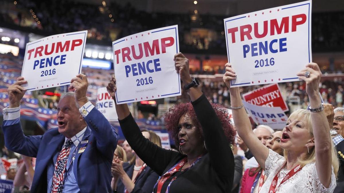 Delegates cheer at the Republican National Convention in Cleveland last month.