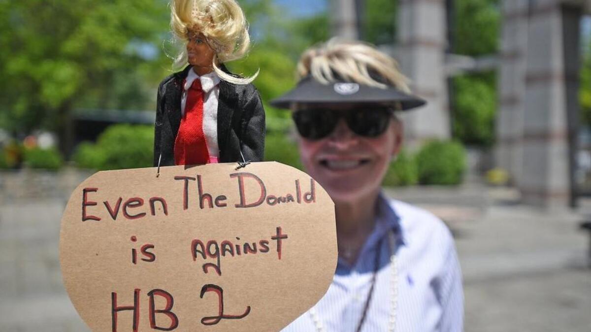 Nancy Hight of Raleigh near the General Assembly building in Raleigh