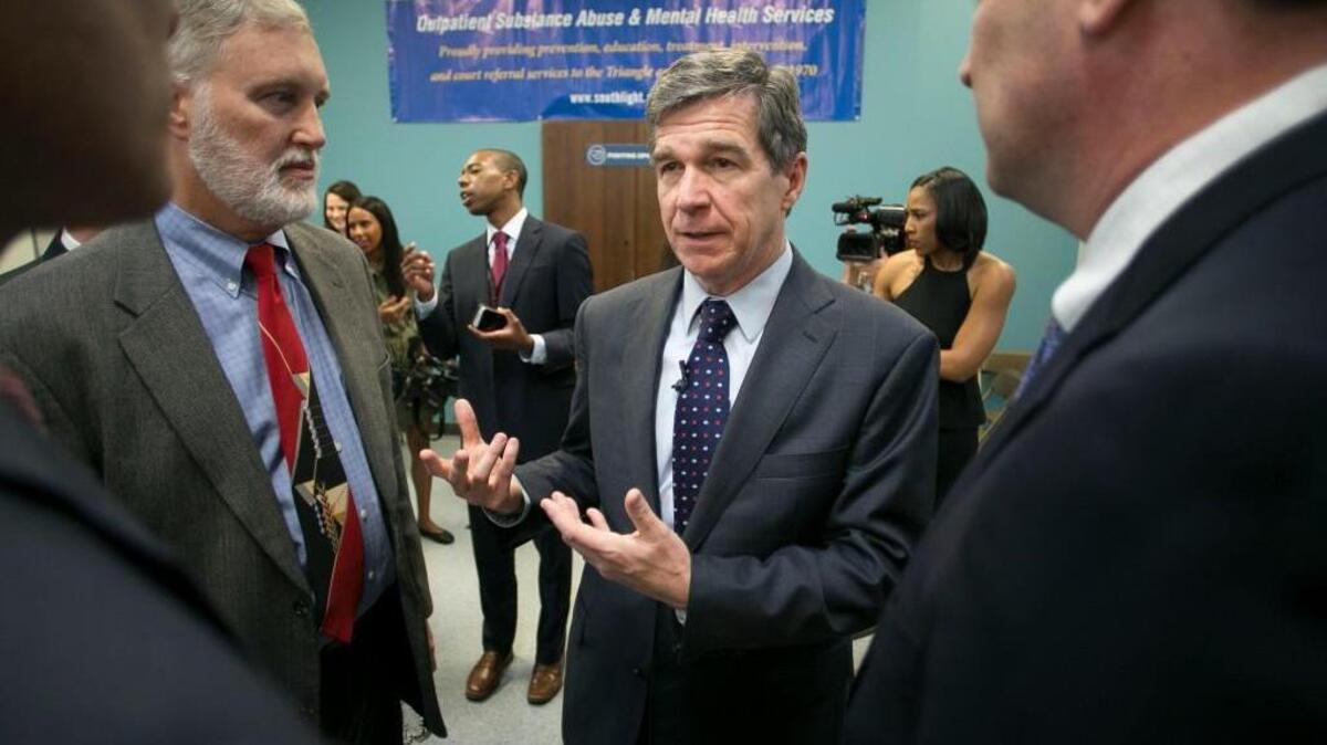 North Carolina Gov. Roy Cooper discusses the opioid crisis during a visit to the SouthLight Healthcare facility on Garner Road in Raleigh, N.C. on Thursday, May 18, 2017. Cooper announced the state has received a grant to help fund opioid abuse prevention and treatment for the addicted. The grant of $31 million came from the Century Cures Act.