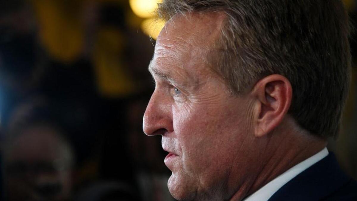 Republican Sen. Jeff Flake of Arizona who will not run for re-election,in the United States looks on , on Capitol Hill October 24, 2017 in Washington, DC.