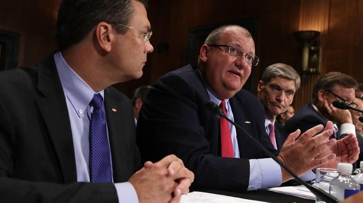 Executive Vice President for the Agriculture Division of DuPont James Collins, left, President and CEO of Dow AgroSciences Tim Hassinger and CEO of Syngenta International AG Erik Fyrwald testify before the Senate Judiciary Committee holding a hearing on “Consolidation and Competition in the U.S. Seed and Agrochemical Industry.”