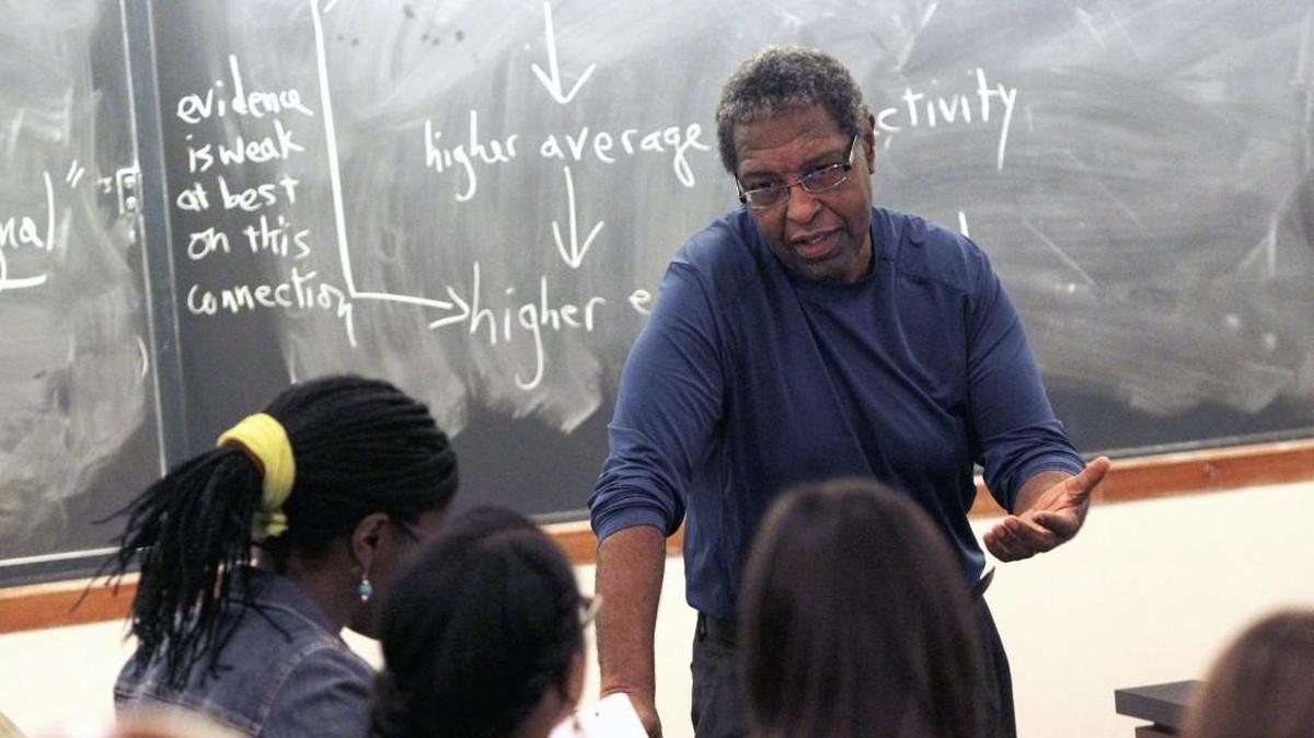 Duke professor William "Sandy" Darity teaches a Social Policy Class Monday, September 10, 2012, at Duke University.