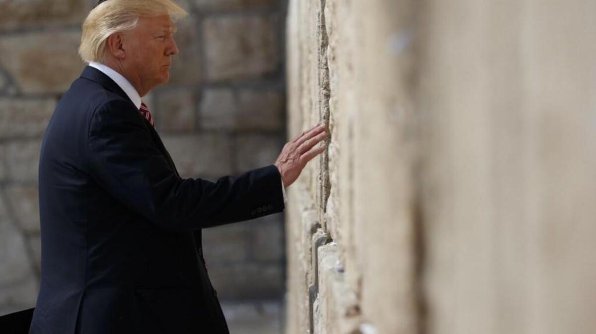 President Donald Trump visits the Western Wall on May 22 in Jerusalem on his first overseas trip as president.