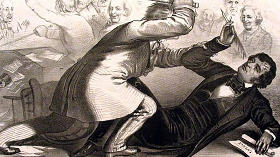 When Charles Sumner spoke out against slavery in 1856, he incurred the violent wrath of congressman Preston Brooks. Sen. Majority Leader Mitch McConnell said that, despite today’s polarized politics, politicians are not physically attacking each other.